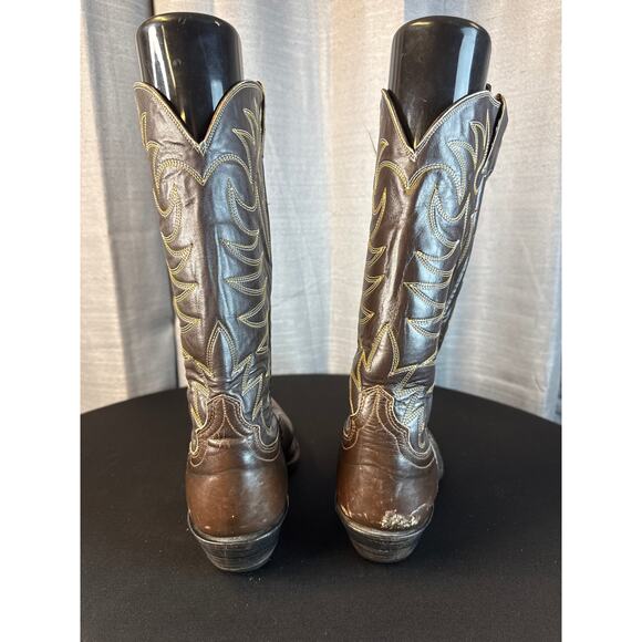 Vintage Men’s Brown Leather Cowboy Boots Sz 10.5D main image 7